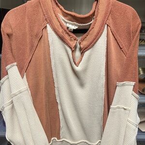 POL Rust and Cream Knit Top